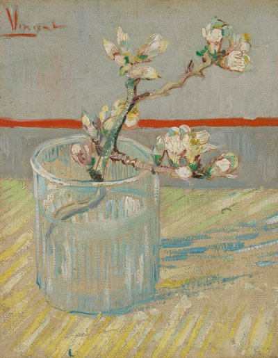 Sprig of Flowering Almond in a Glass by Vincent van Gogh